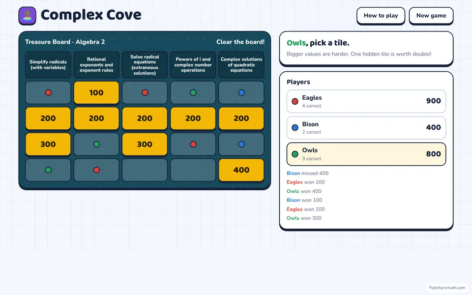 Screenshot of Complex Cove in the middle of a game