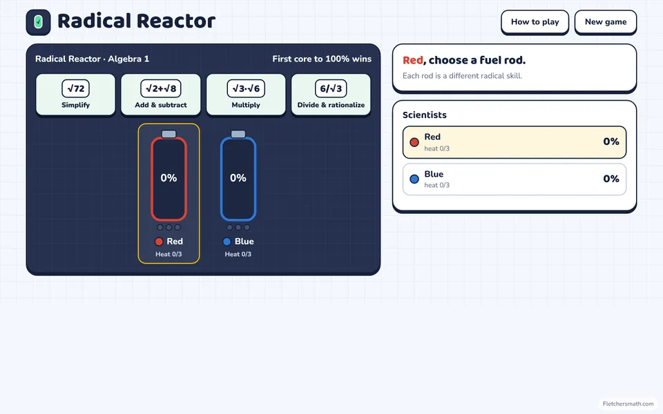 Screenshot of Radical Reactor in the middle of a game